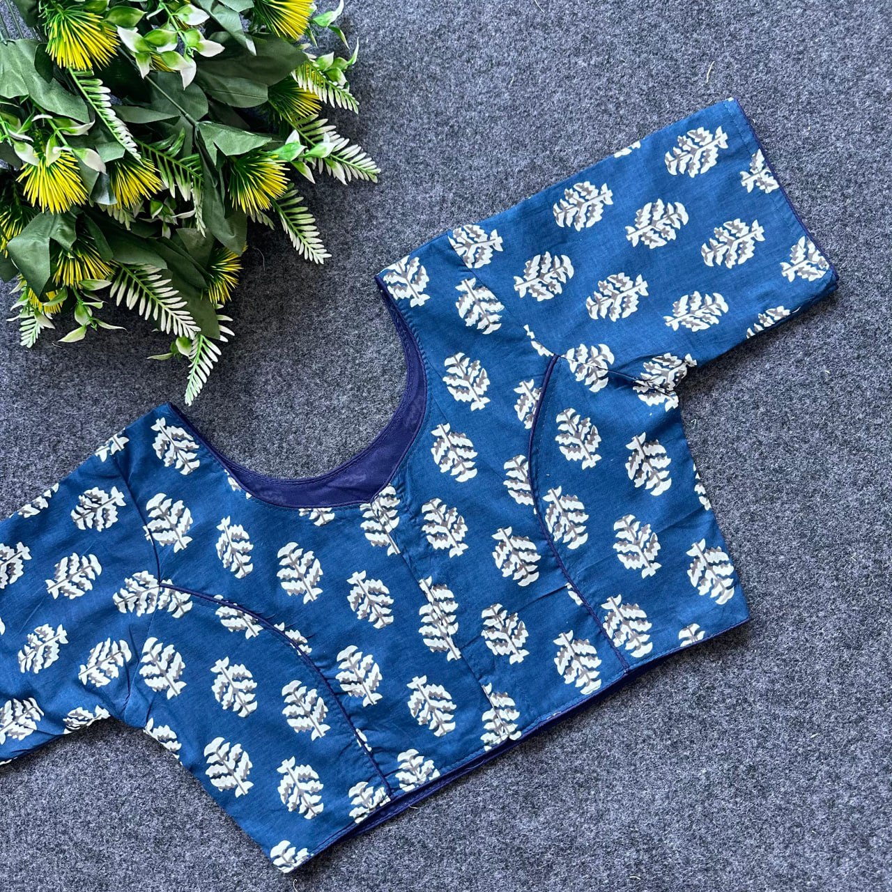 Cotton Ajrakh Print BoatNeck Neck Blouse