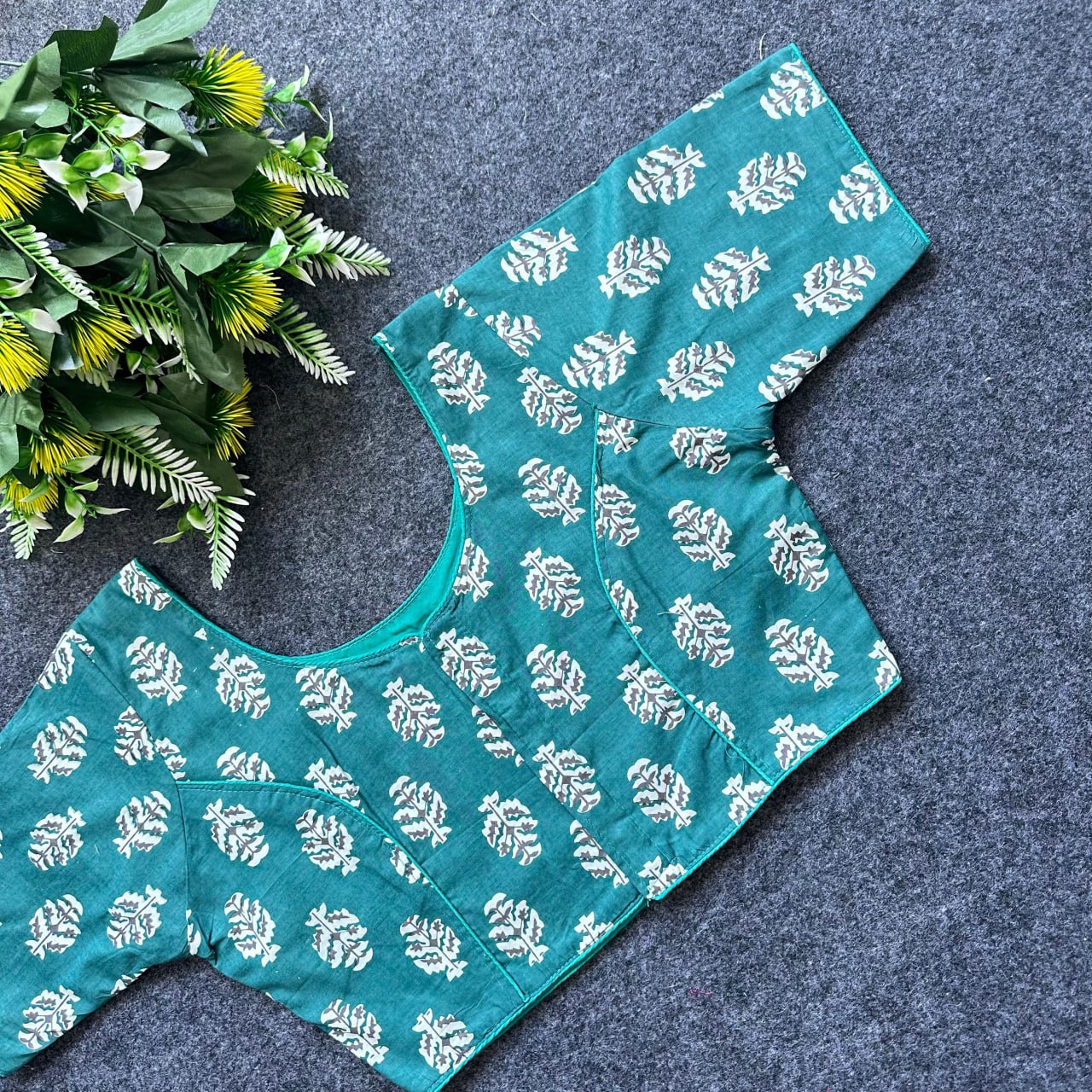 Cotton Ajrakh Print BoatNeck Neck Blouse