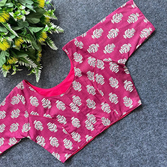 Cotton Ajrakh Print BoatNeck Neck Blouse