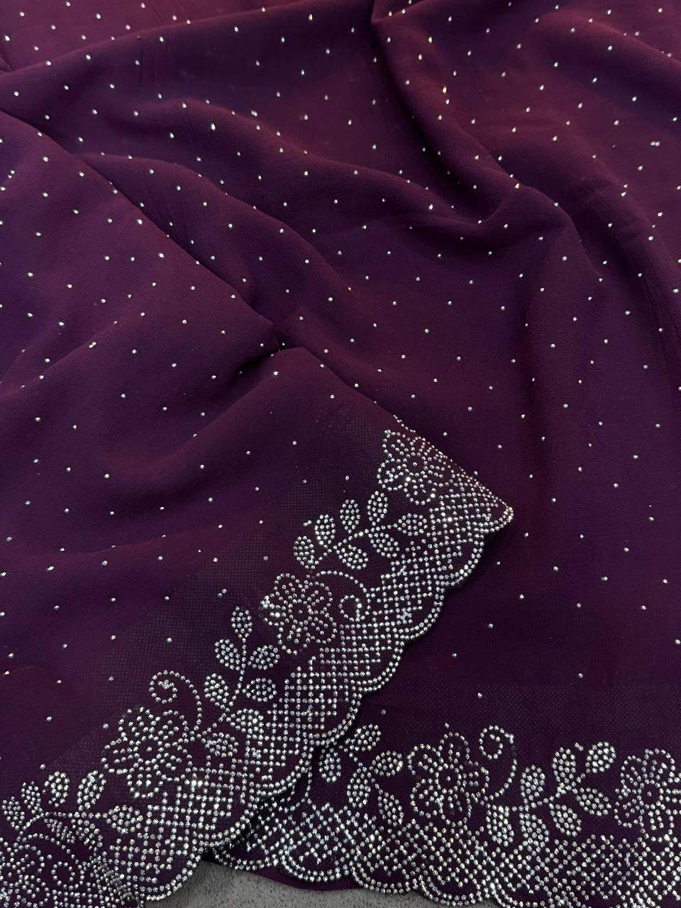 GEORGETTE FABRIC WITH STON WORK SAREE