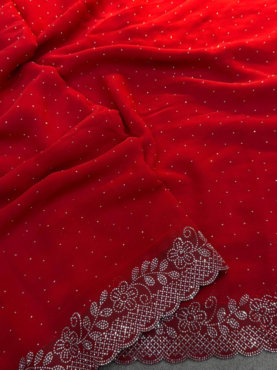 GEORGETTE FABRIC WITH STON WORK SAREE