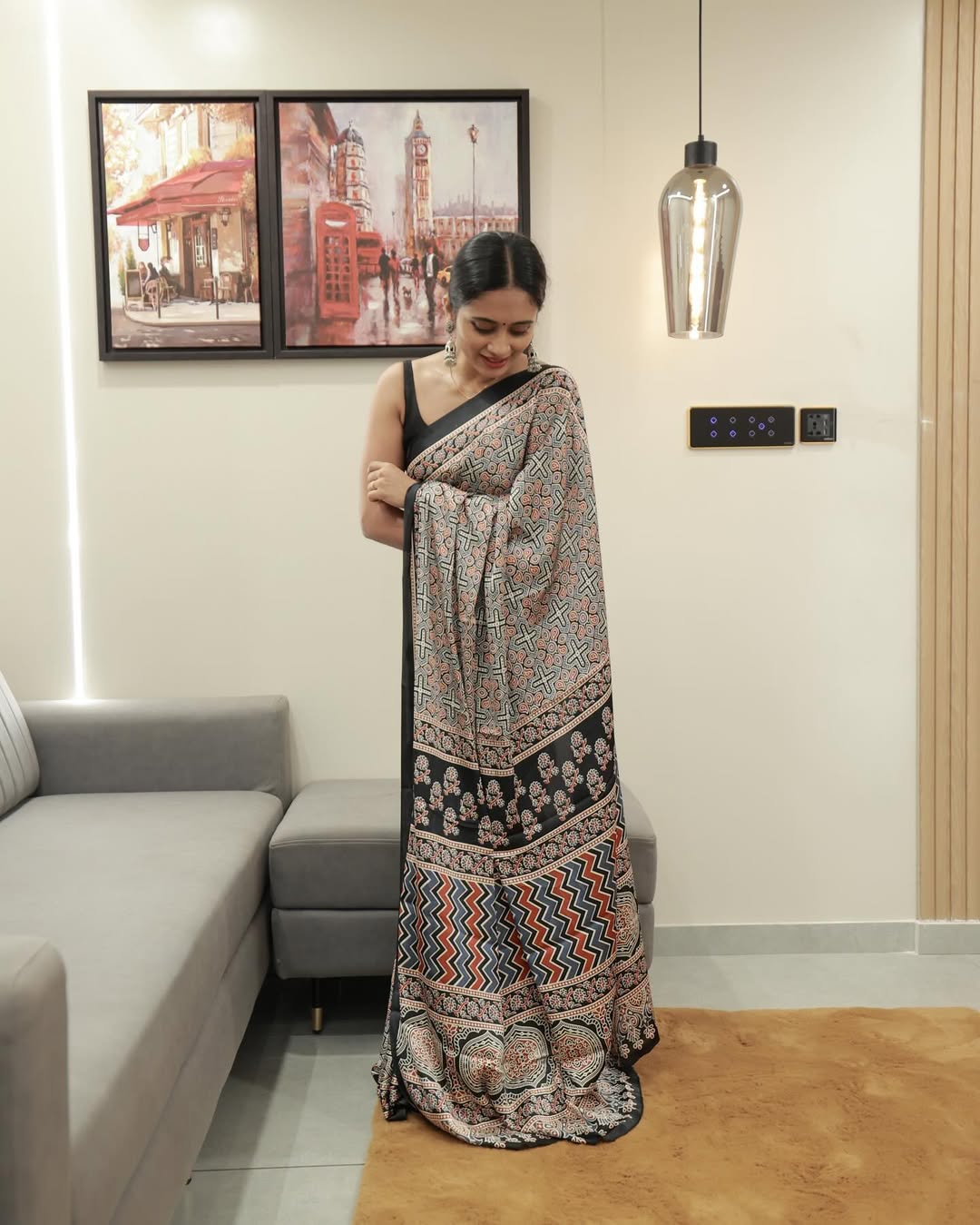 Digital Print Semi Gajji Silk Soft and Smooth Saree