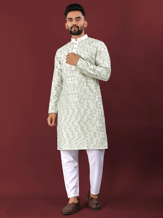 MEN’S TRADITIONAL LUCKNOWI CONCEPT KURTA WITH PAJAMA