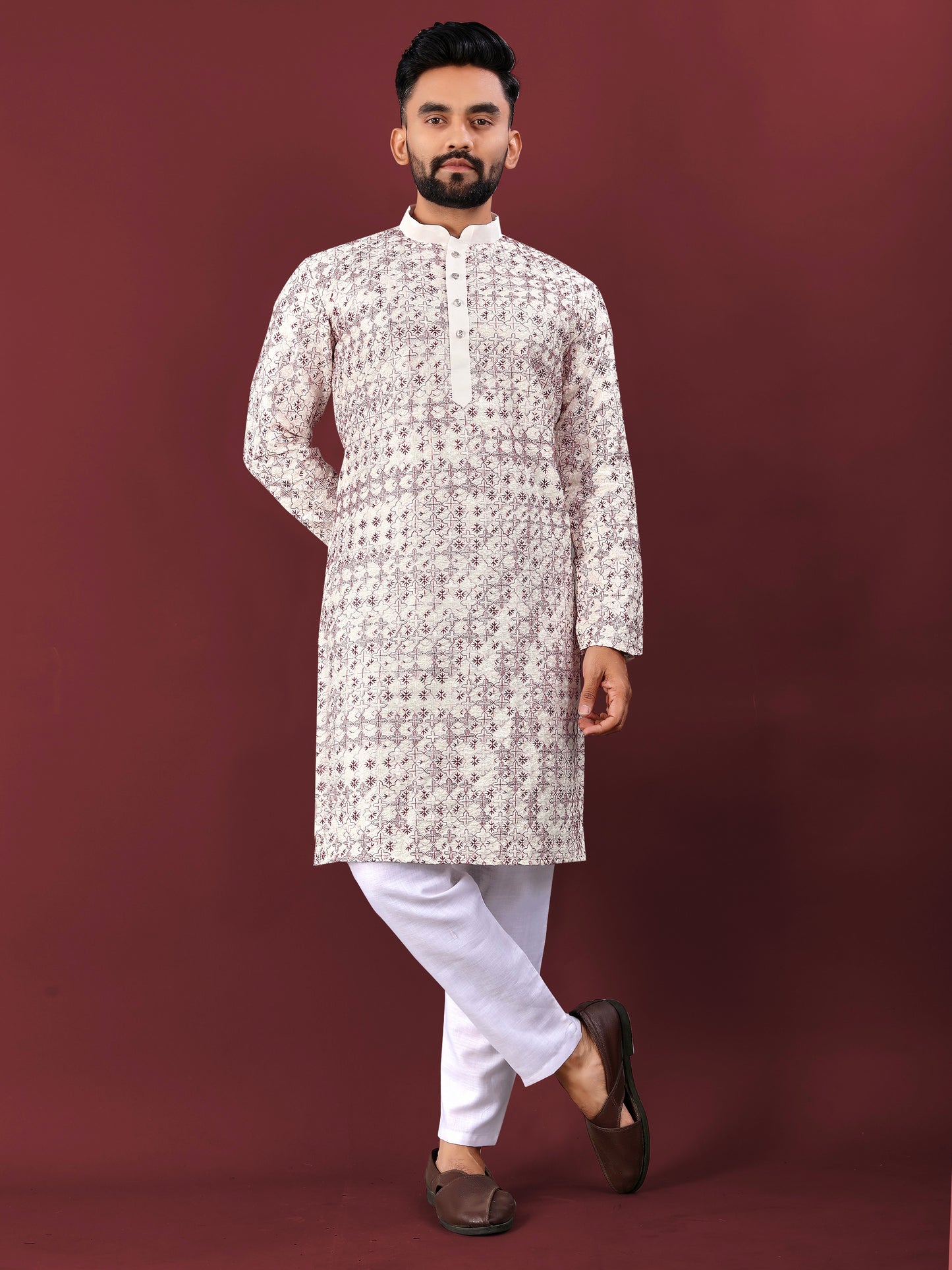 MEN’S TRADITIONAL LUCKNOWI CONCEPT KURTA WITH PAJAMA