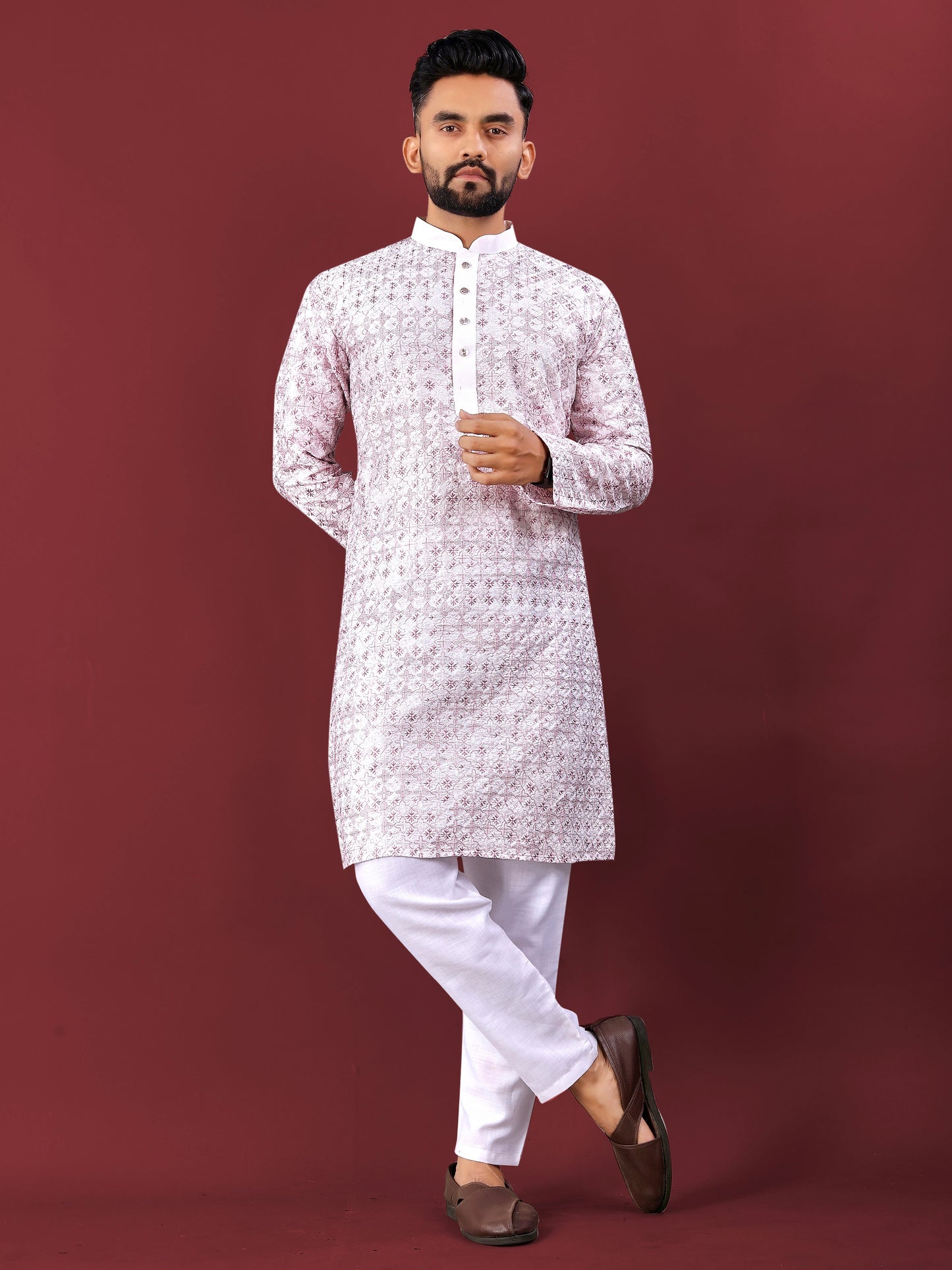 MEN’S TRADITIONAL LUCKNOWI CONCEPT KURTA WITH PAJAMA