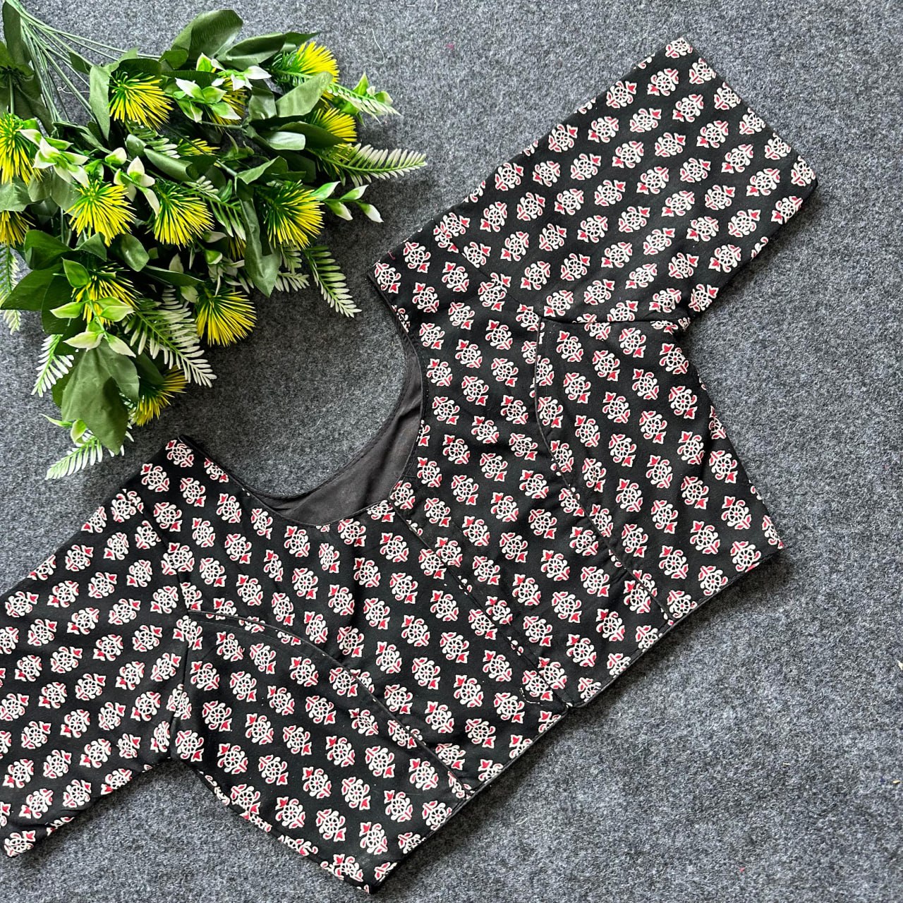Cotton Ajrakh Print BoatNeck Neck Blouse