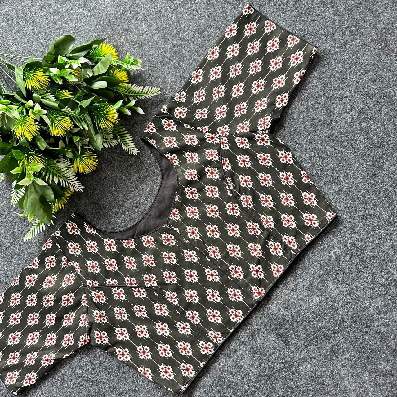 Cotton Ajrakh Print BoatNeck Neck Blouse