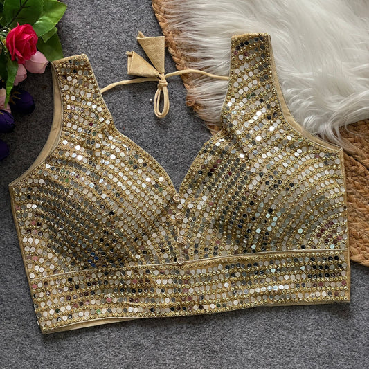 SHABYACHI MIRROR – Real Mirror with Stone Work Blouse