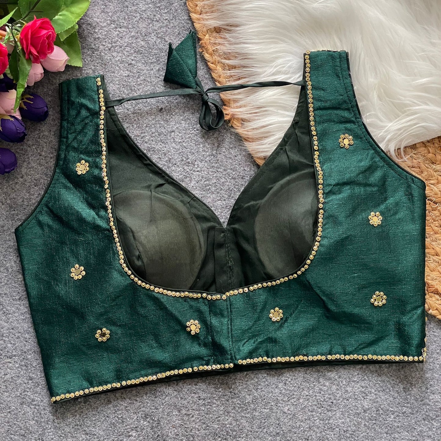 SHABYACHI MIRROR – Real Mirror with Stone Work Blouse