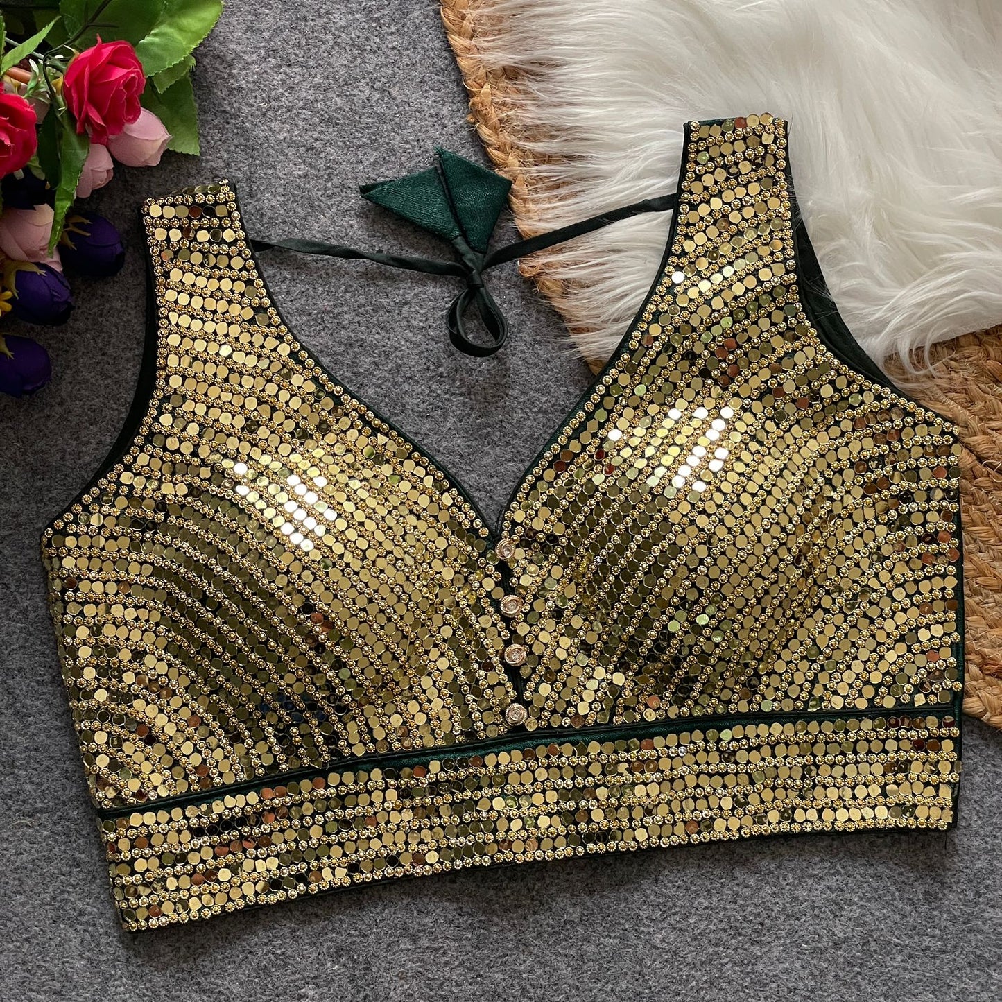 SHABYACHI MIRROR – Real Mirror with Stone Work Blouse
