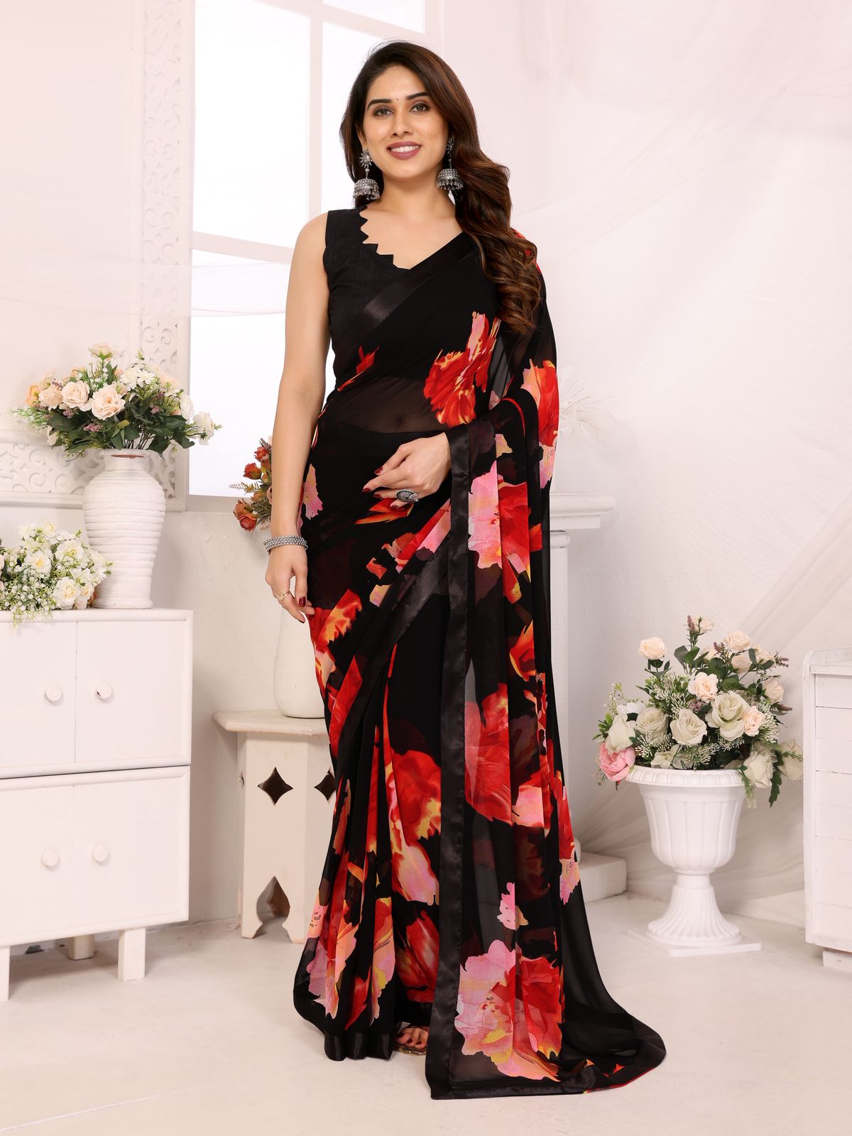 Georgette Silk Ready-To-Wear Saree