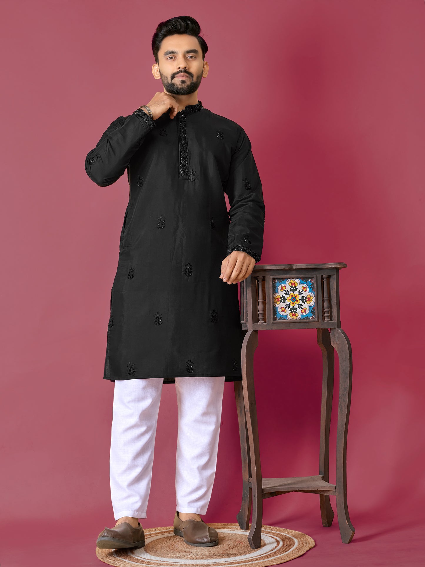 VAL-MOTI HAND WORK KURTA PAJAMA