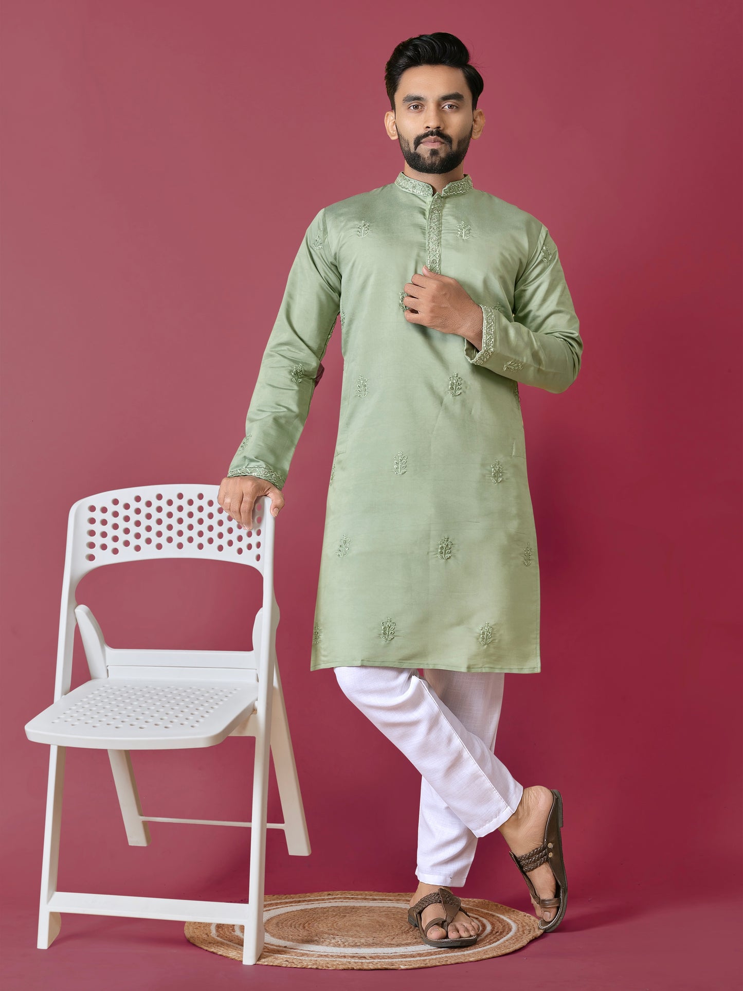 VAL-MOTI HAND WORK KURTA PAJAMA