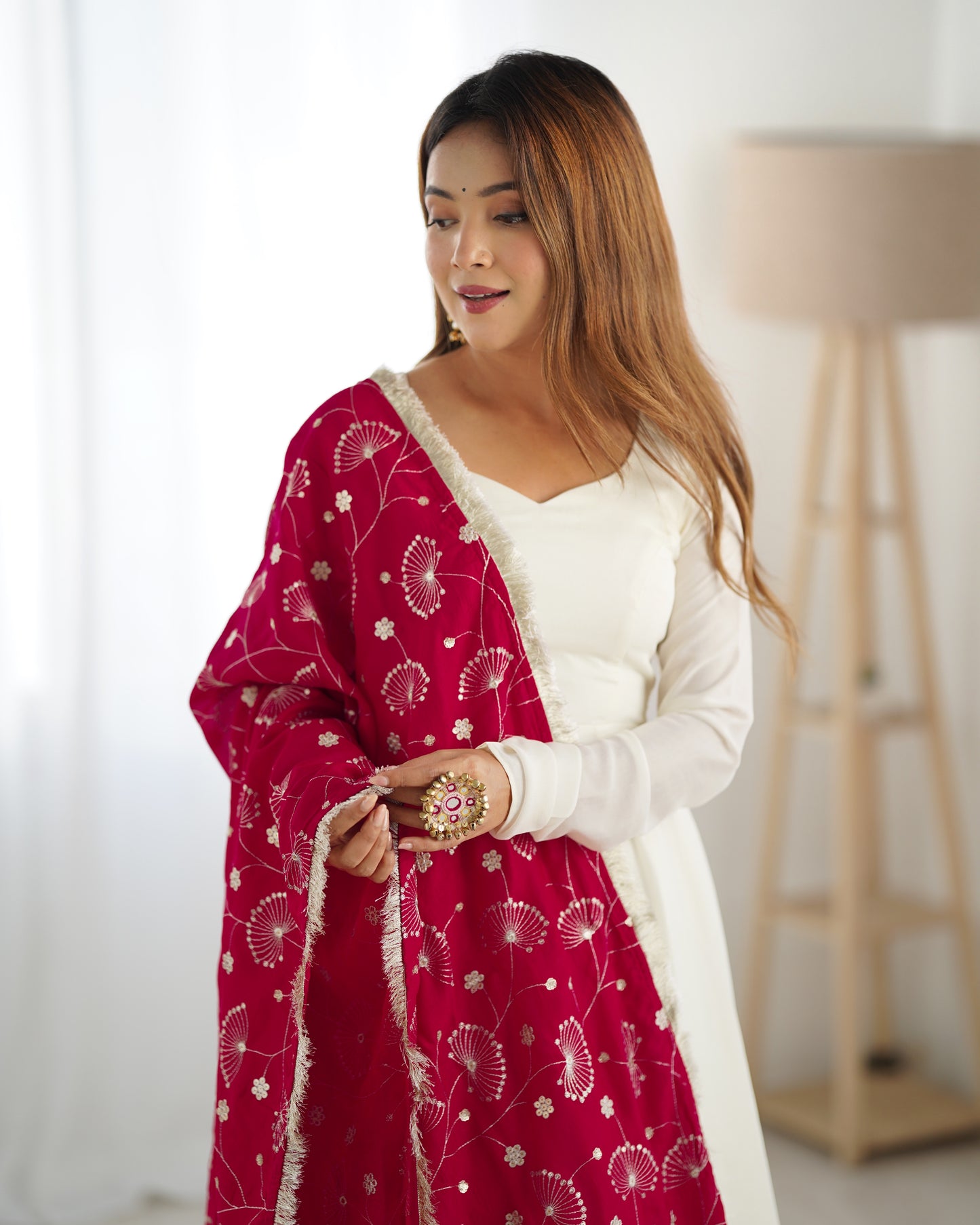 PURE SOFT VICHITRA SILK FABRICS ANARKALI SUIT