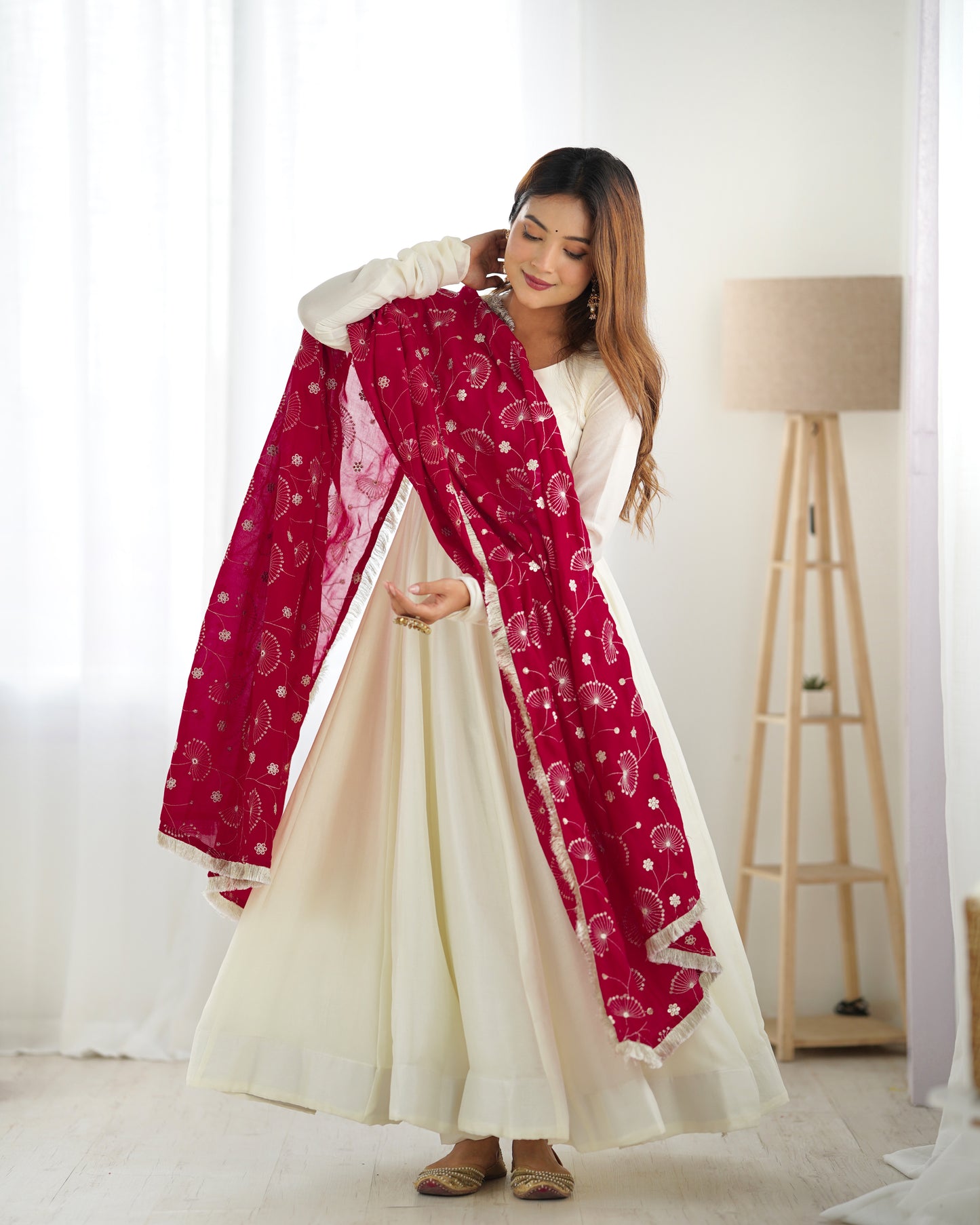 PURE SOFT VICHITRA SILK FABRICS ANARKALI SUIT