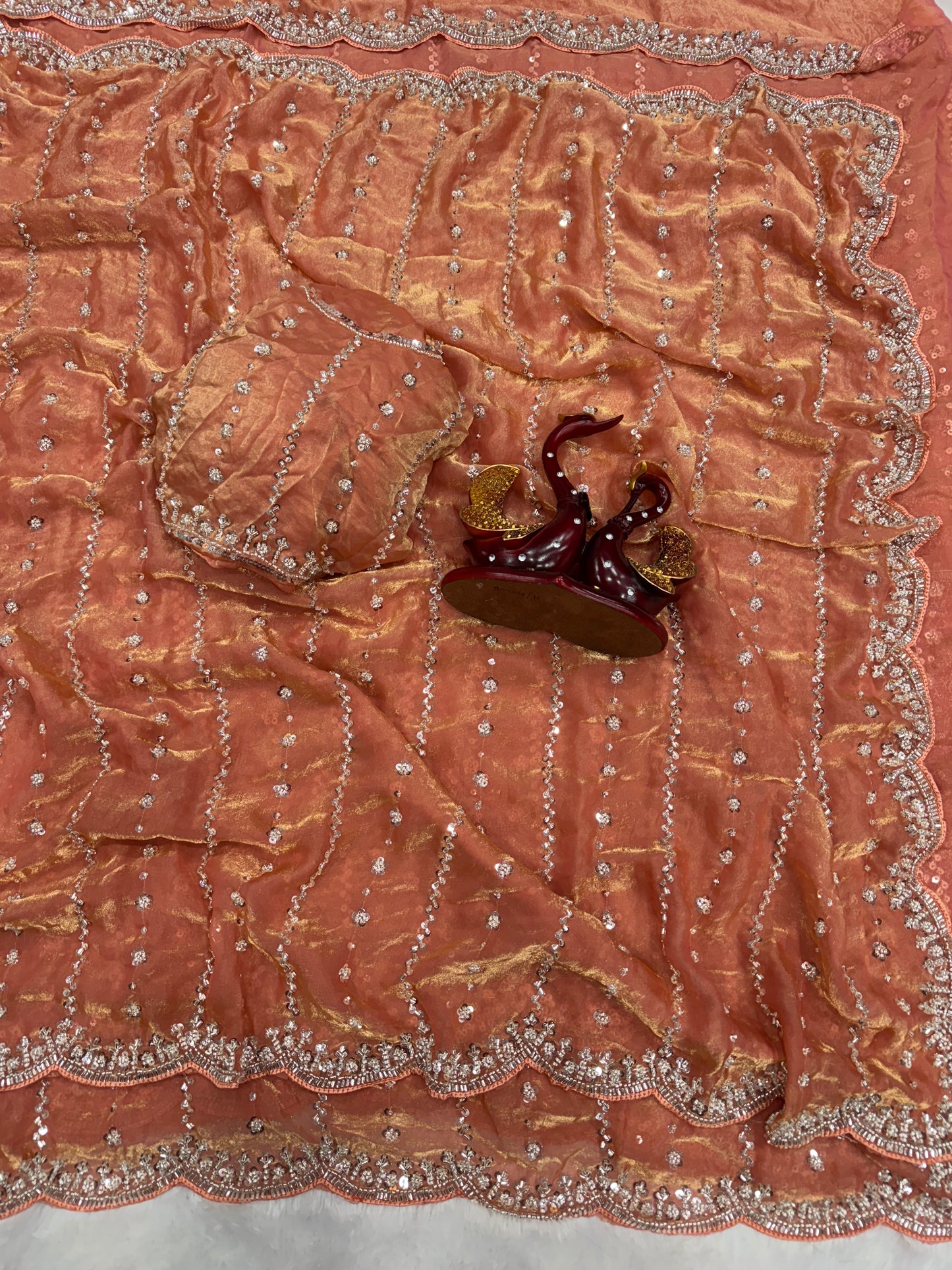 Beads & Sequins Embroidery Saree in Space Silk
