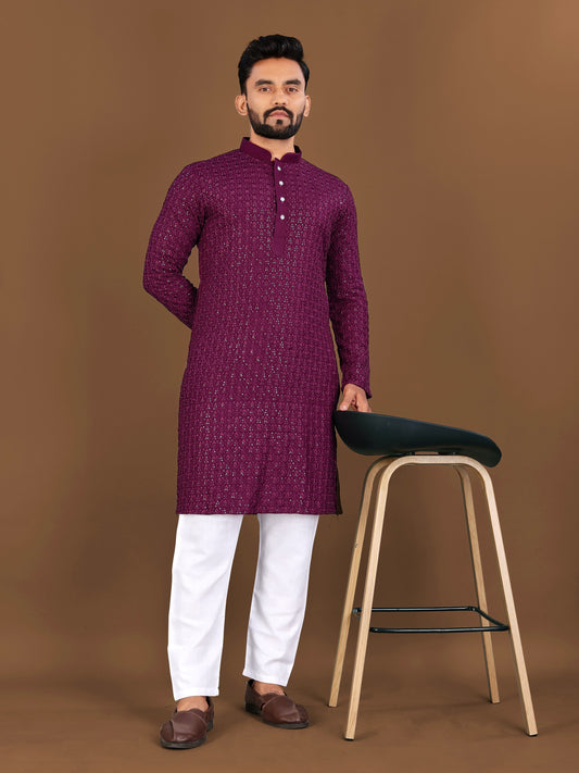EMBROIDERY WORK WITH SEQUENCE KURTA