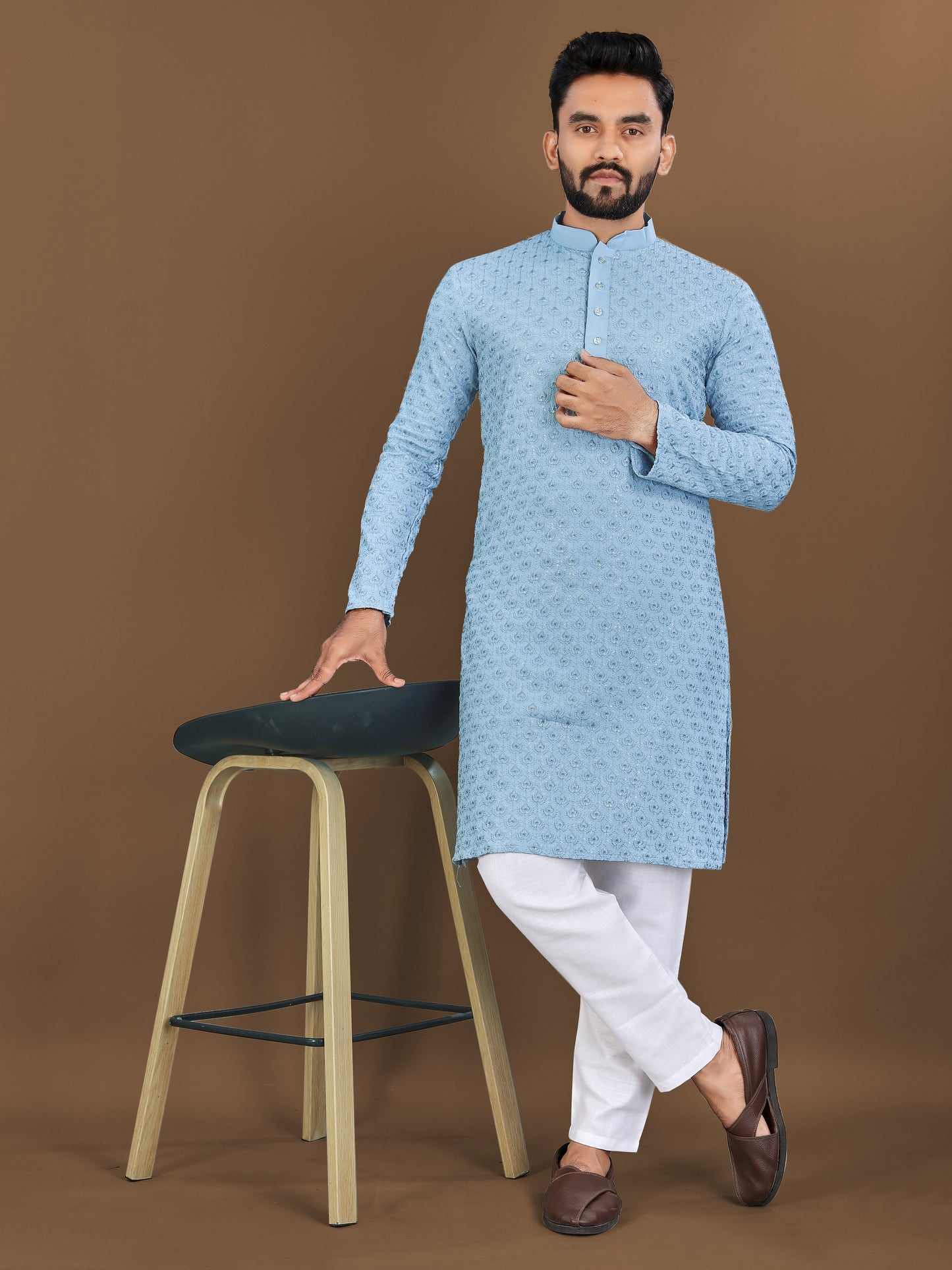 EMBROIDERY WORK WITH SEQUENCE KURTA