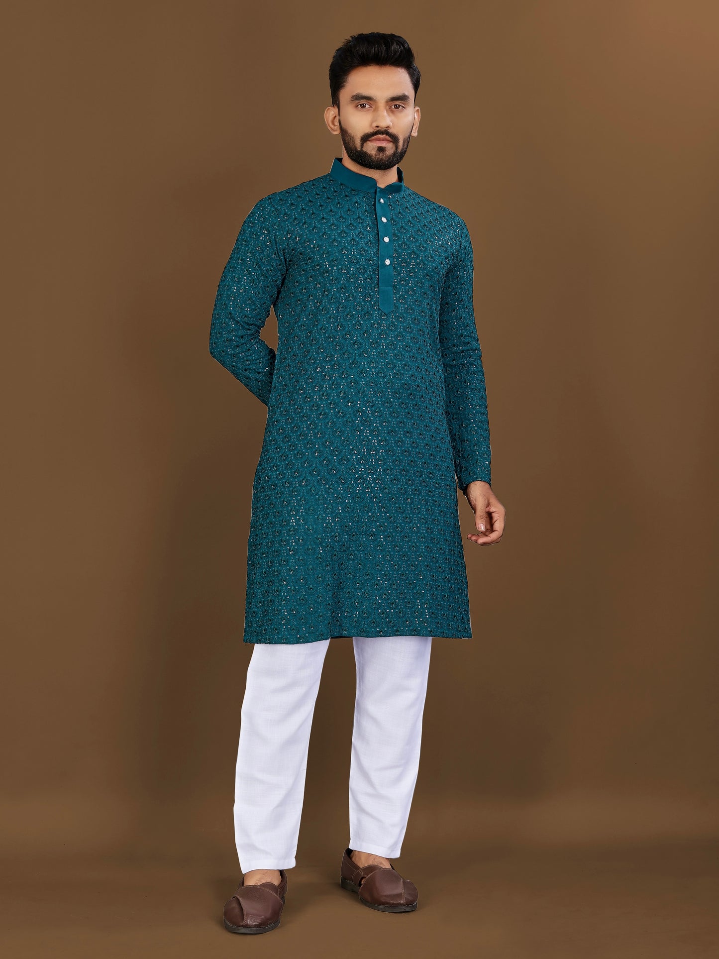 EMBROIDERY WORK WITH SEQUENCE KURTA