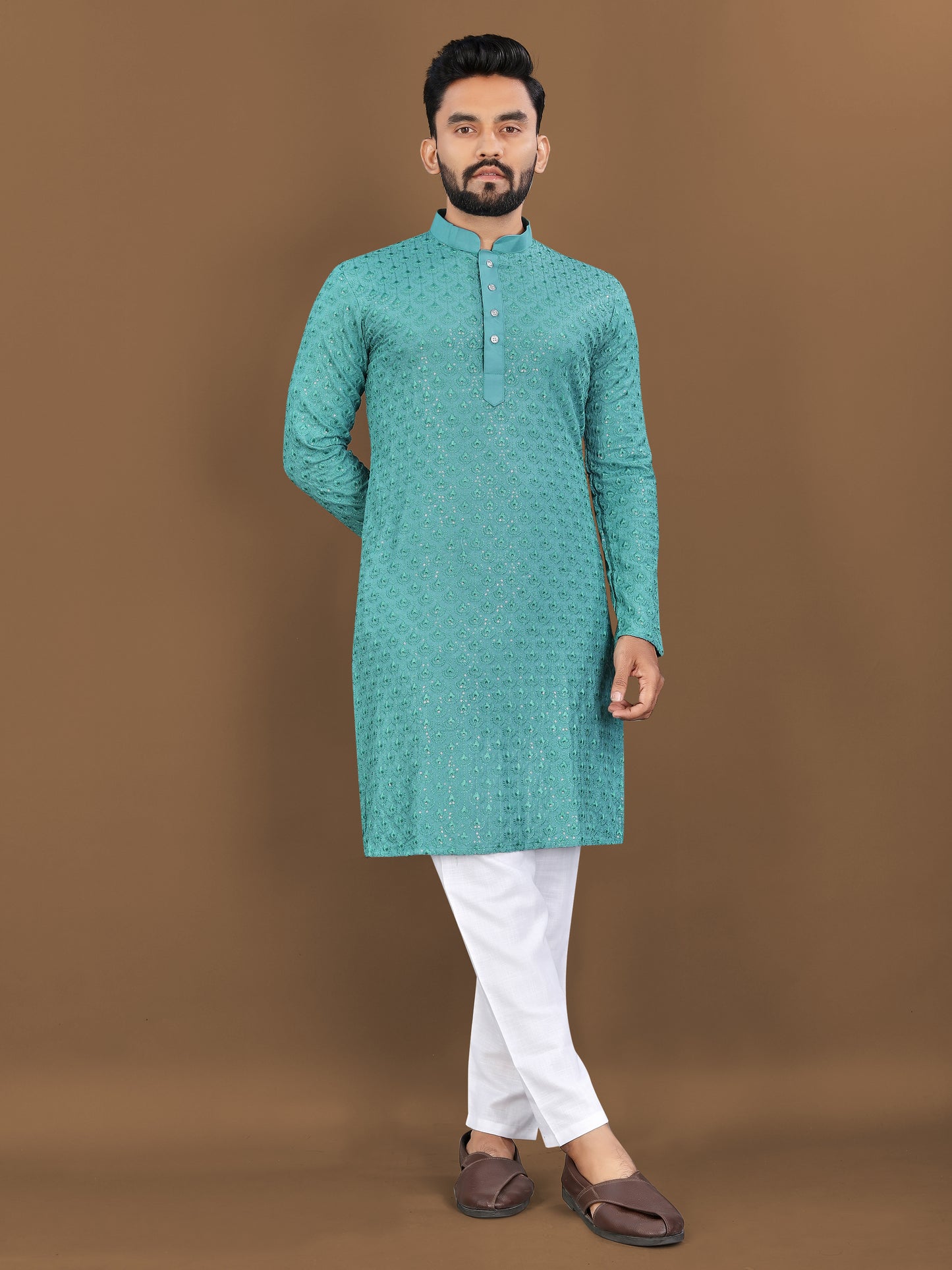 EMBROIDERY WORK WITH SEQUENCE KURTA