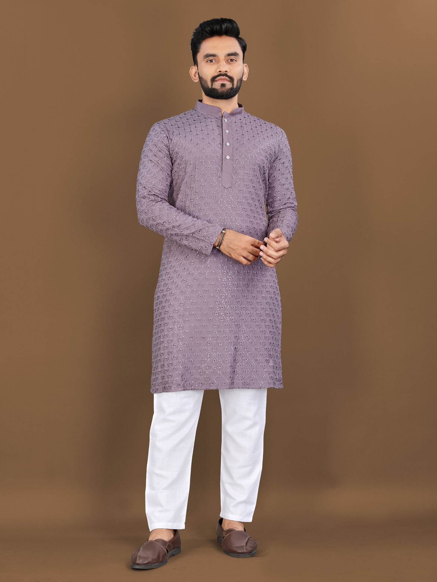 EMBROIDERY WORK WITH SEQUENCE KURTA