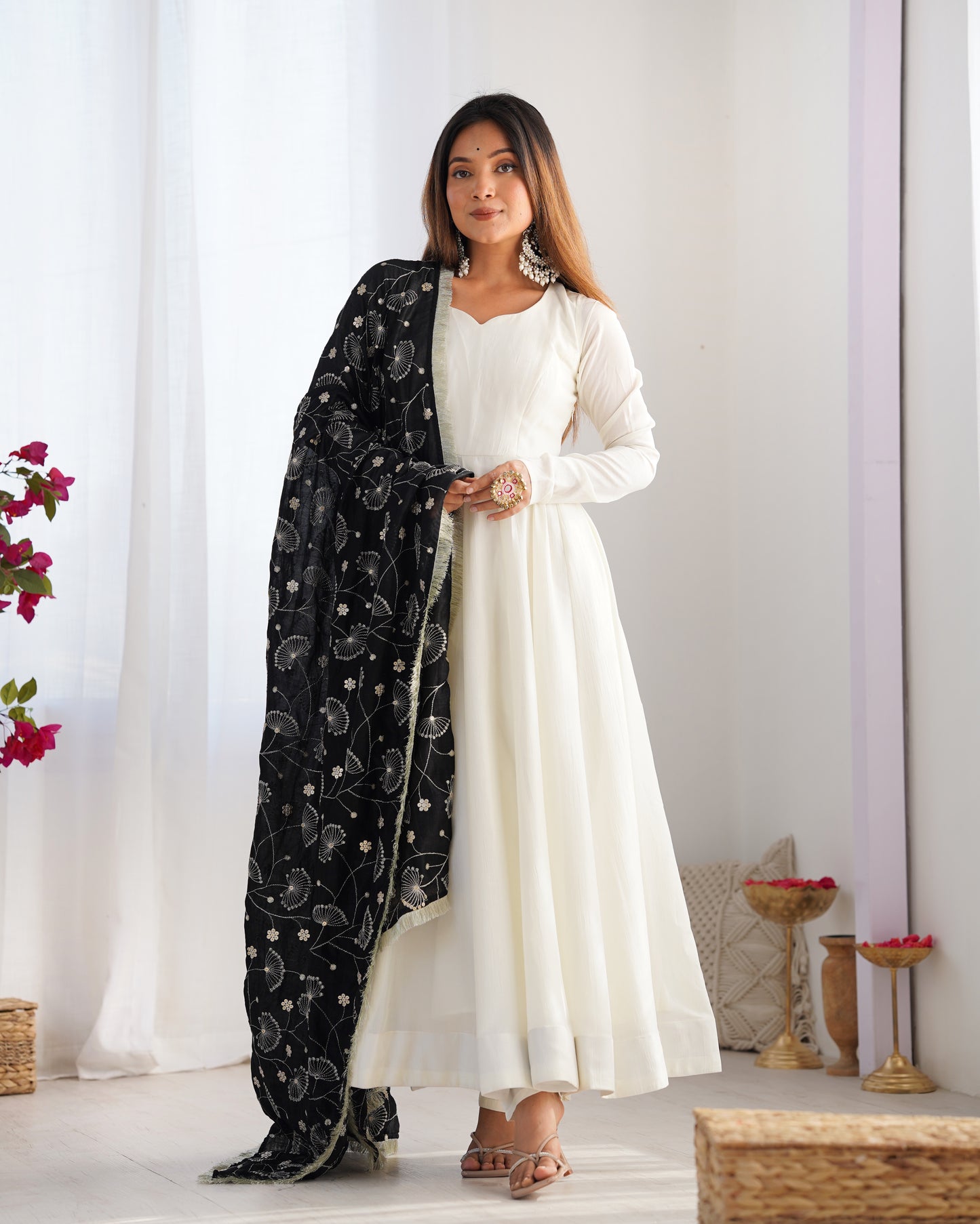 PURE SOFT VICHITRA SILK FABRICS ANARKALI SUIT
