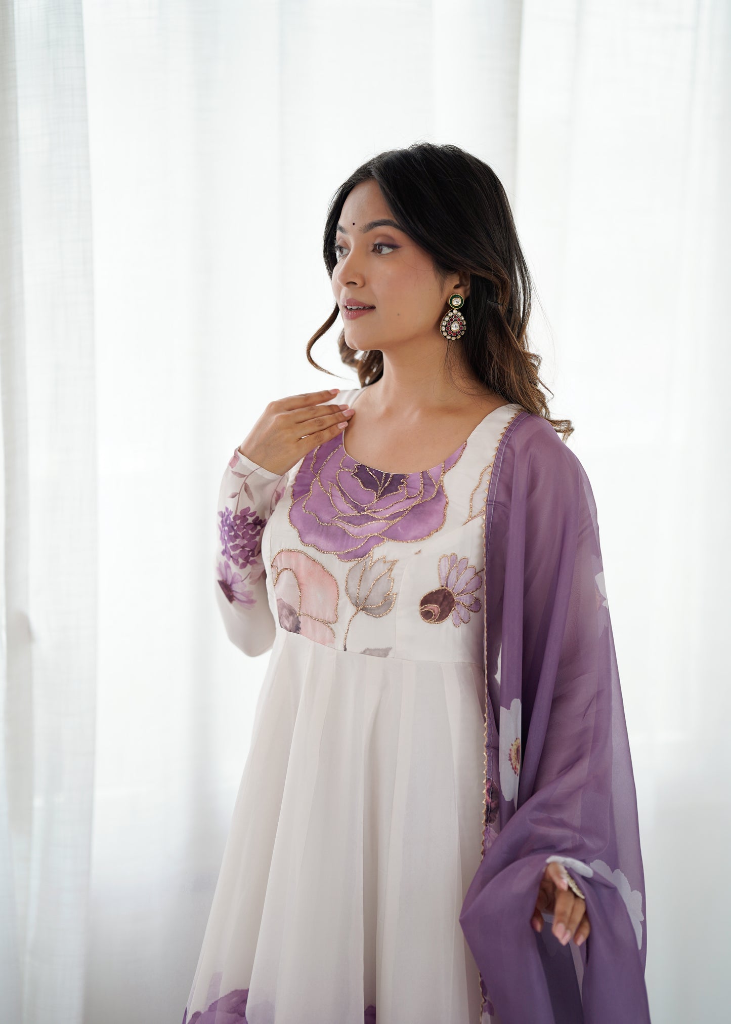 PURE SOFT ORGANJA SILK PRINT ANARKALI SUIT