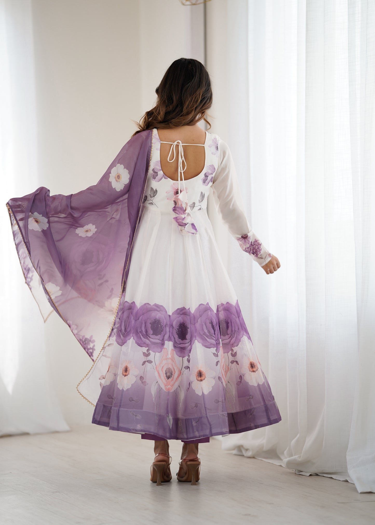 PURE SOFT ORGANJA SILK PRINT ANARKALI SUIT
