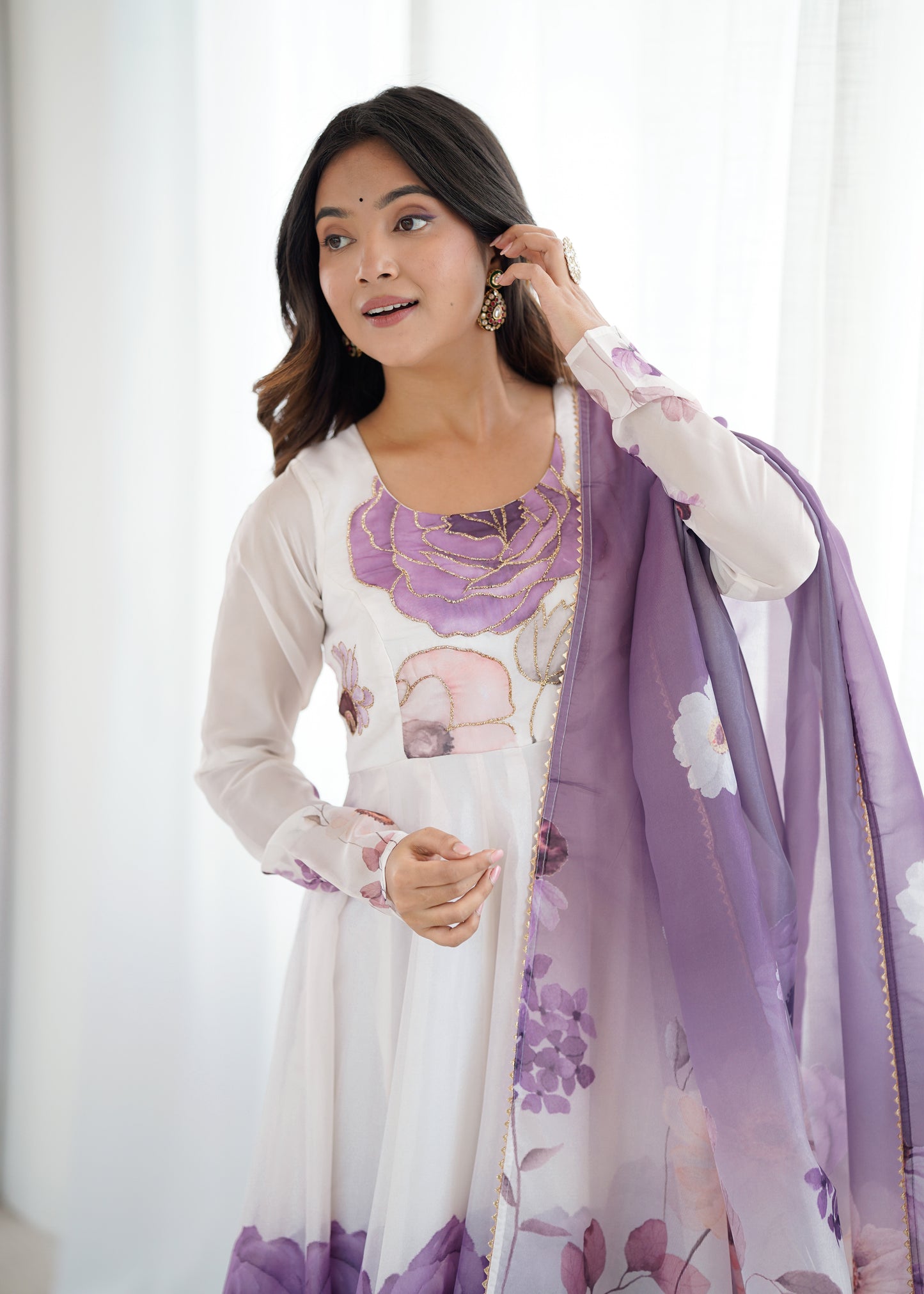 PURE SOFT ORGANJA SILK PRINT ANARKALI SUIT