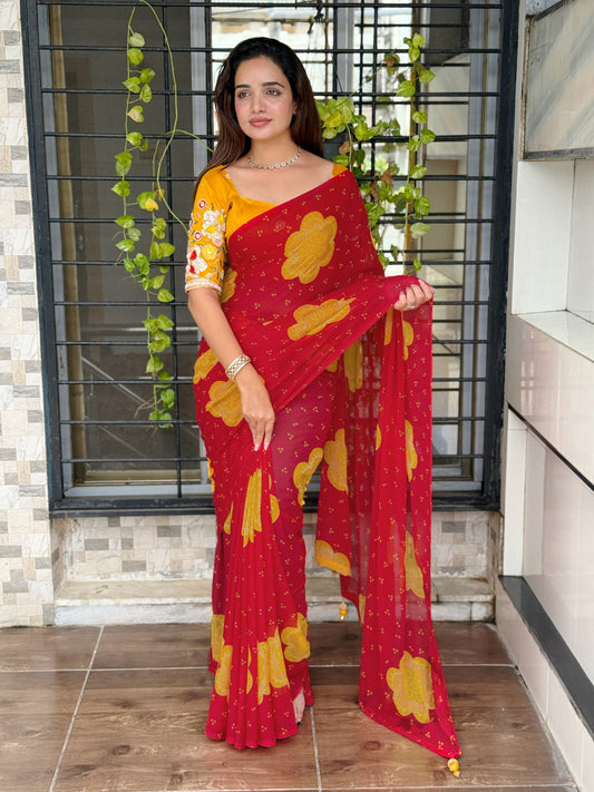 Bandhej Georgette Saree