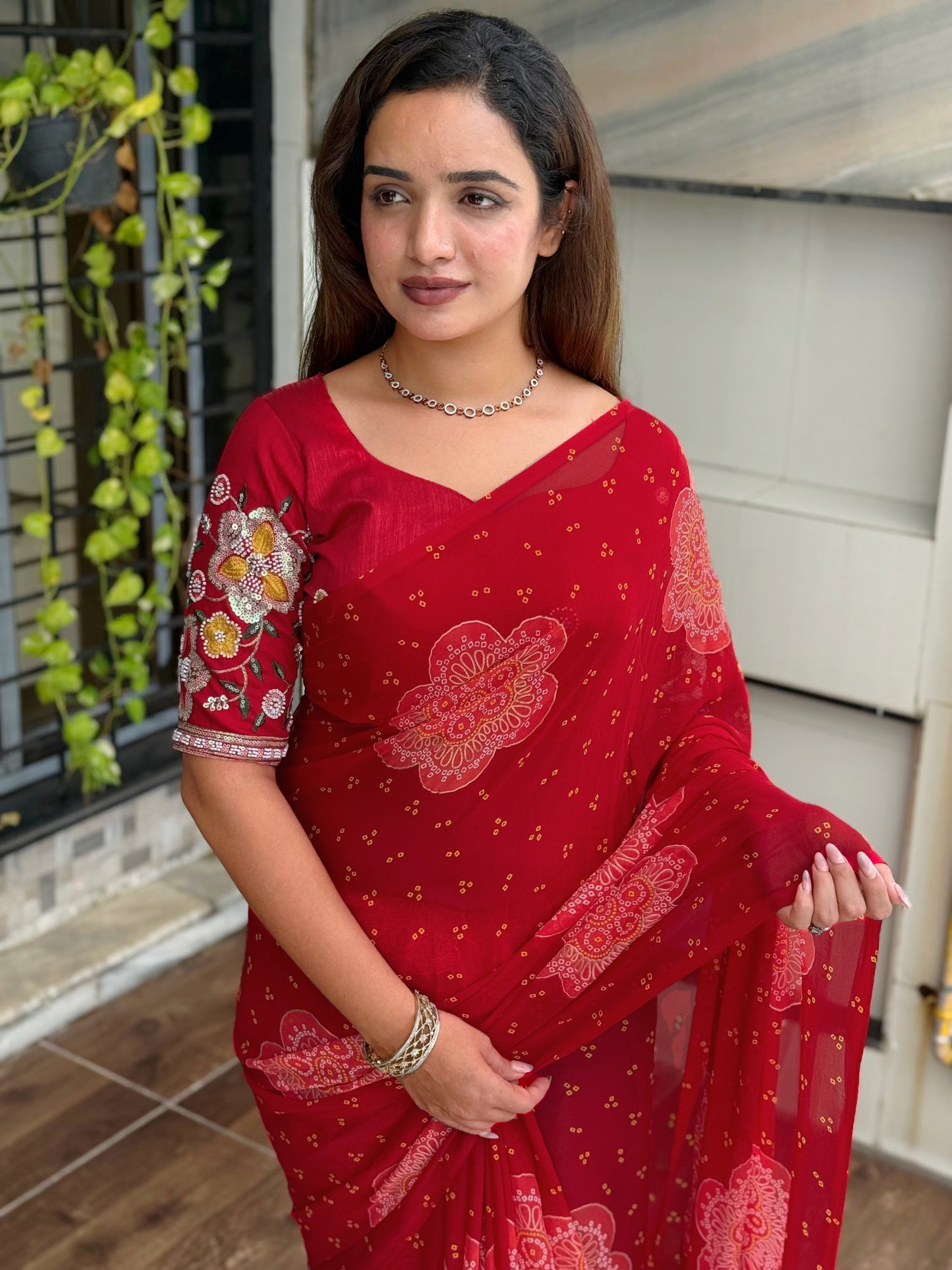 Bandhej Georgette Saree