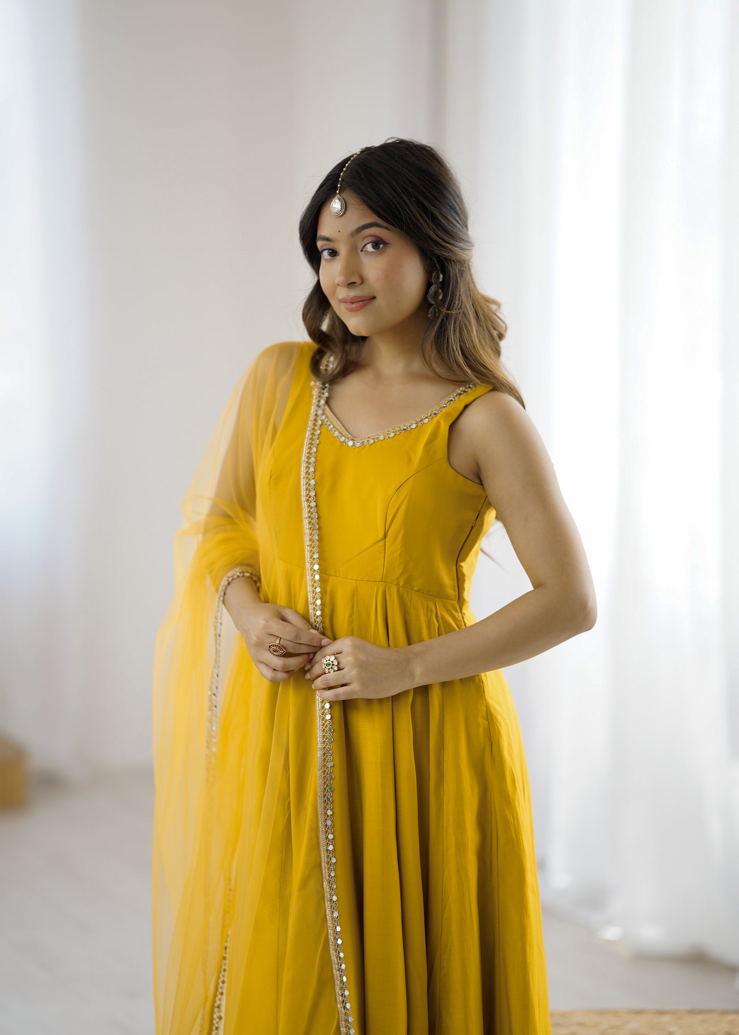PURE ROMANSILK CHANDERI ANARKALI SET