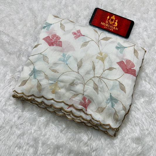 Georgette Chiffon Silk Saree With Sequins Multi Work (M1002)