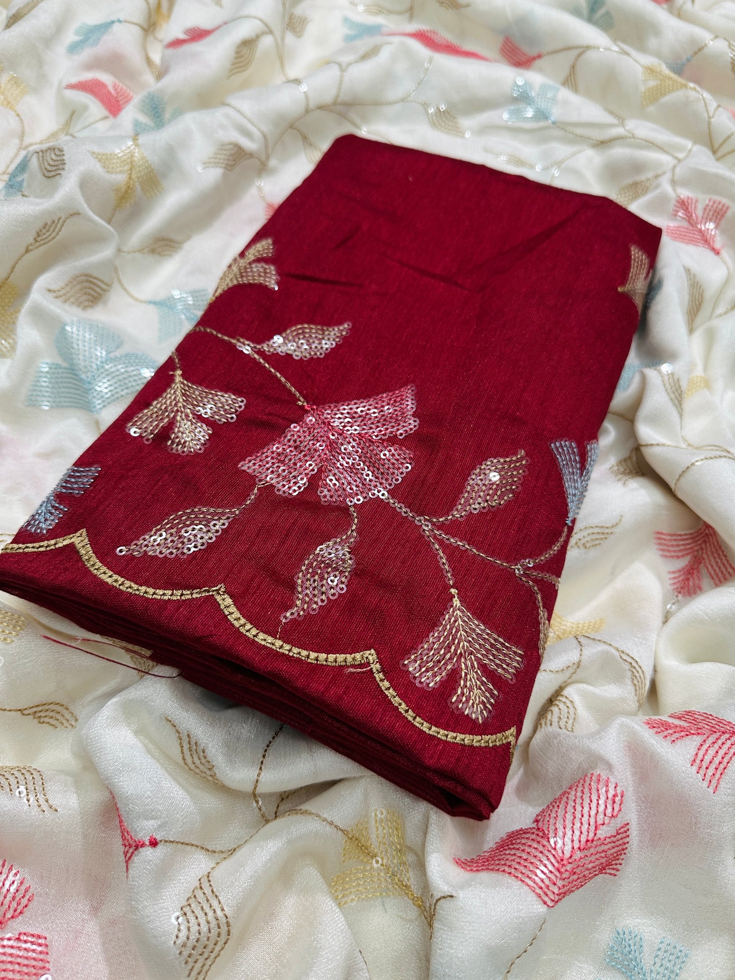Georgette Chiffon Silk Saree With Sequins Multi Work (M1002)