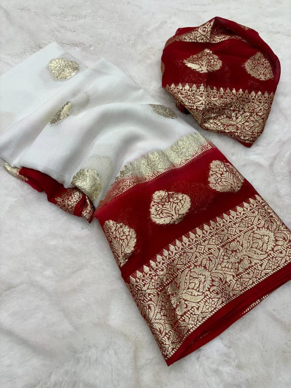 Viscose Georgette Saree with Contrast Blouse