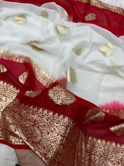 Viscose Georgette Saree with Contrast Blouse