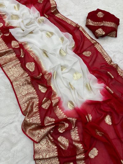 Viscose Georgette Saree with Contrast Blouse