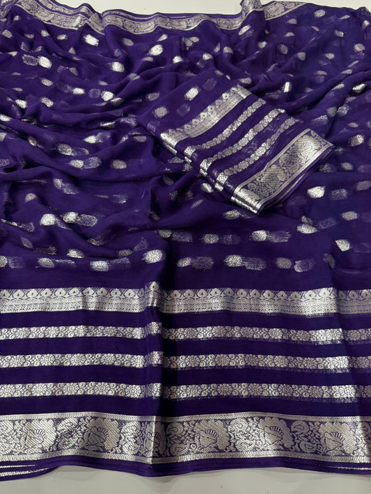 Viscose Georgette Sarees With Running Blouse