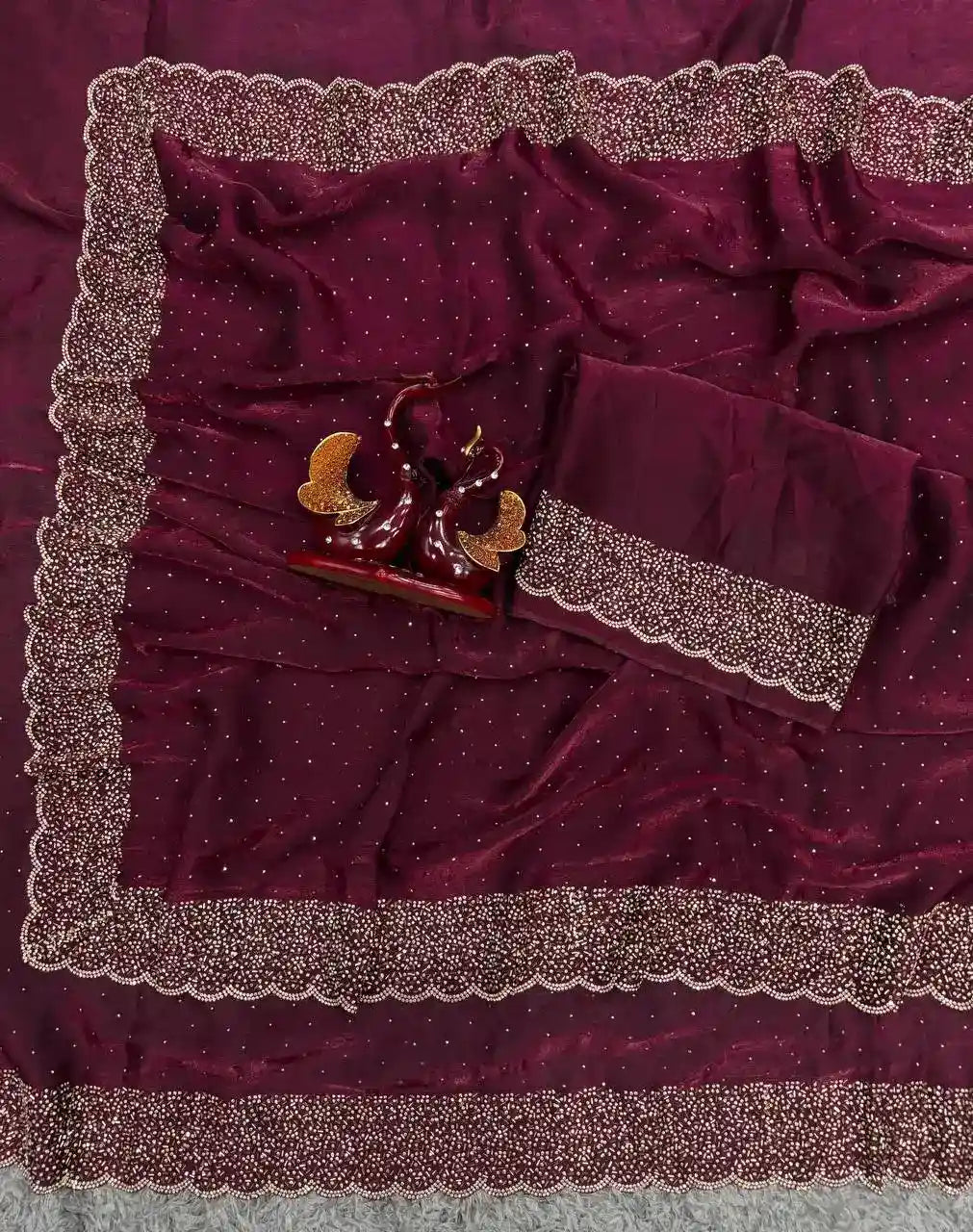 Designer Space Silk Diamond Work Saree.