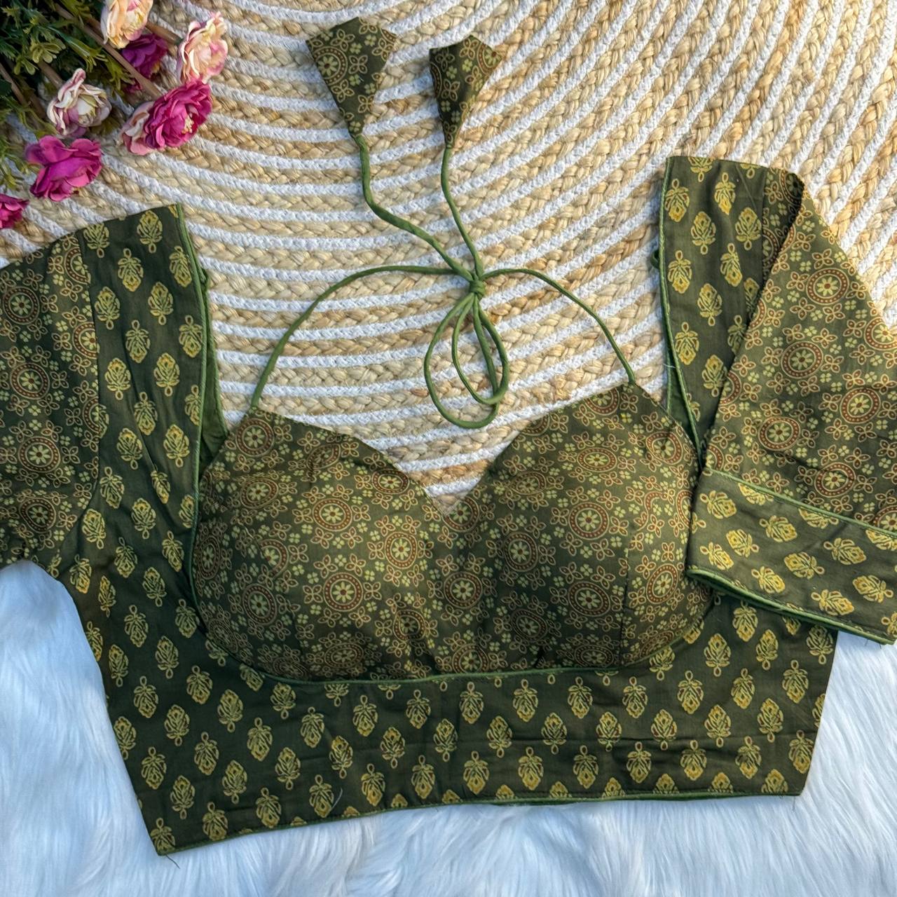 ORIGINAL AJRAKH COTTON HALTER NECK BLOUSE