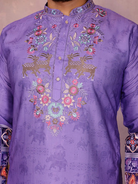 mens-khadi-kurta-Levender-detail