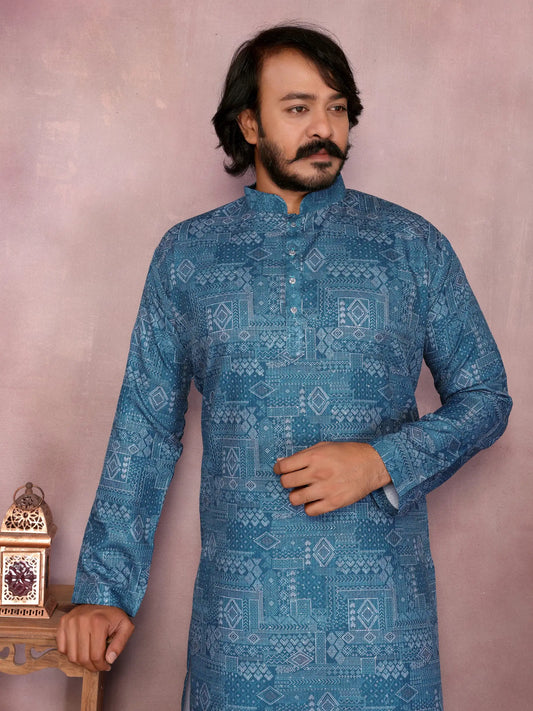 Heavy cotton kurta with sequence work and print front view
