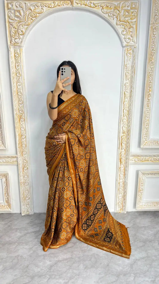 Soft Mal Cotton Printed Saree with Contrast Border - SF-2319