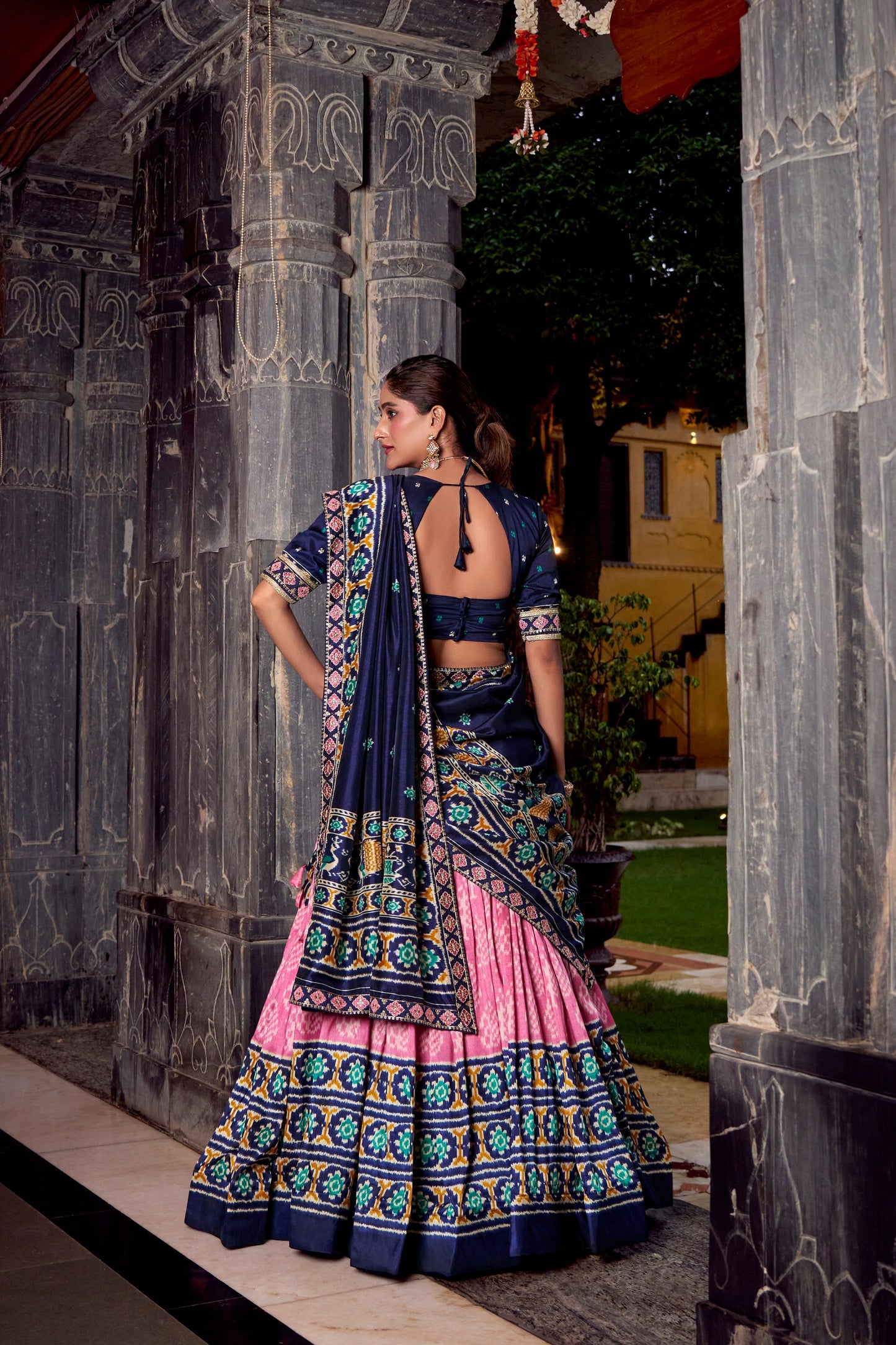 PINK BLUE IKKAT PRINT LEHENGA PREORDER SPECIAL