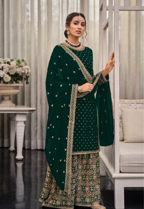 Unstitched Georgette with Embroidery Work and Sequence Work Suits