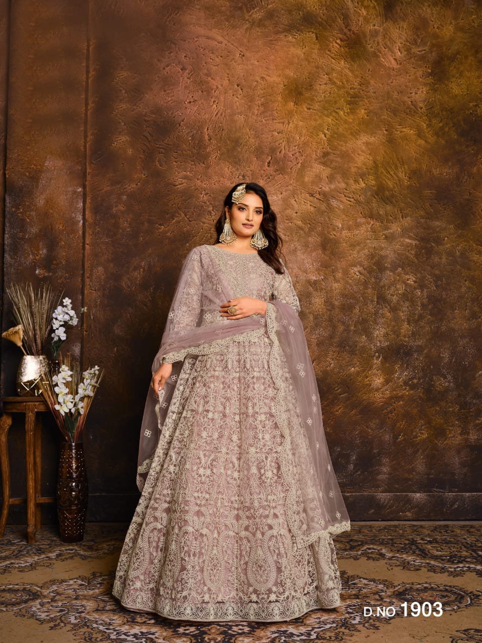 Vani Net with Coding Embroidery Unstitched Suits