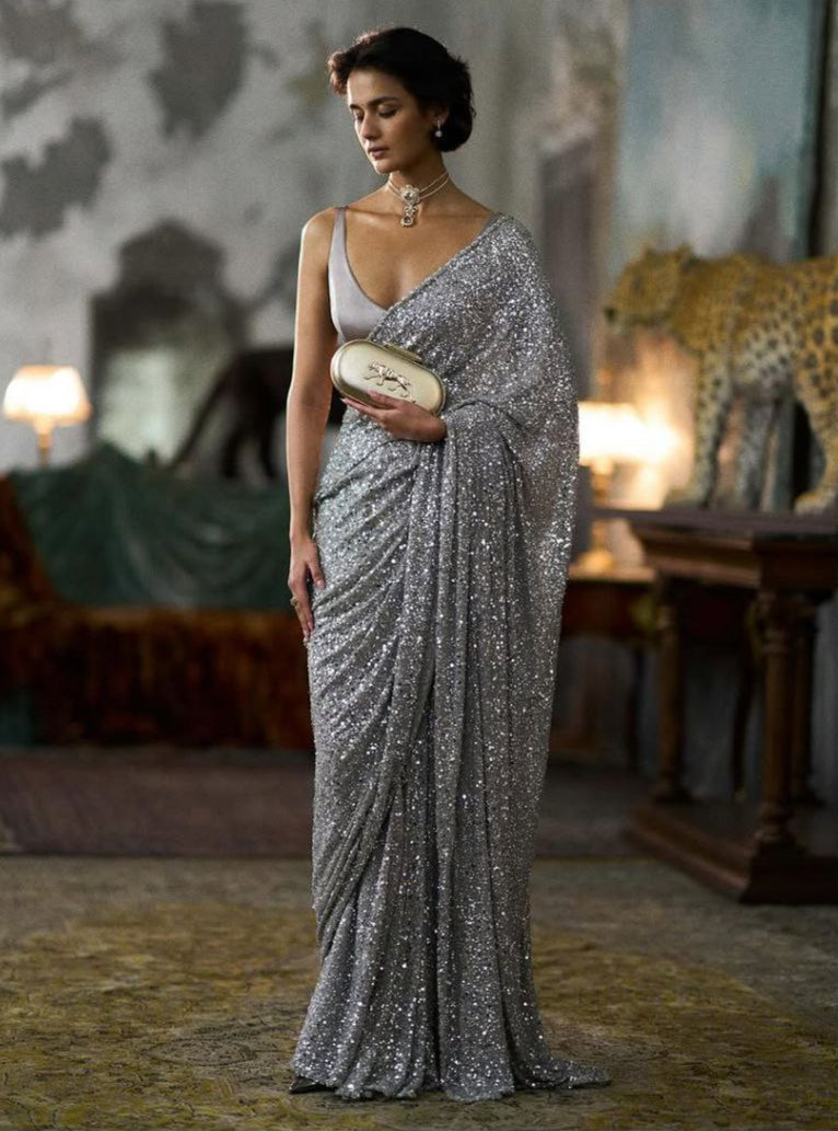 Bollywood Blockbuster Sequins Design Georgette Saree
