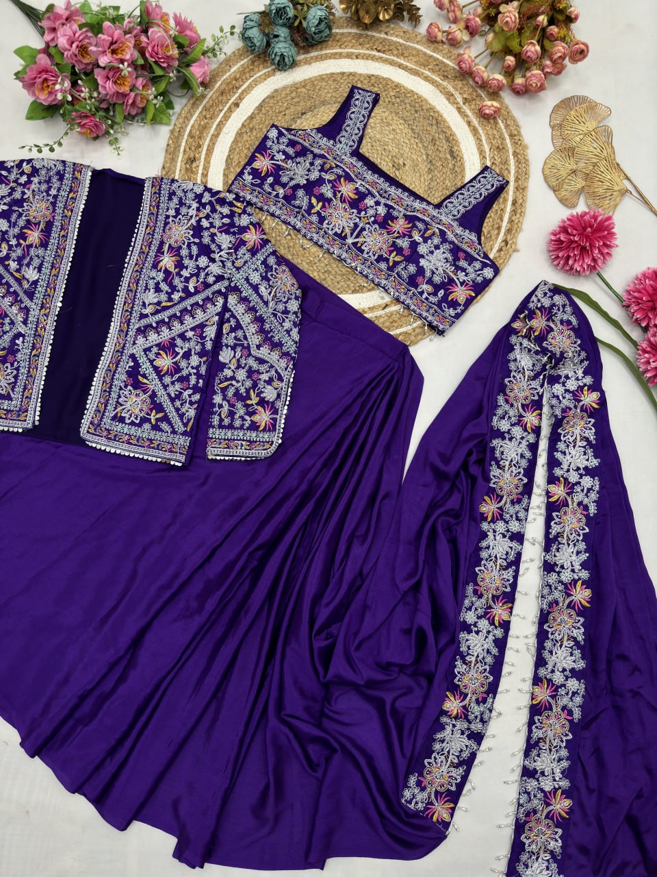 Chinon Silk Ready To Wear Saree With Jacket