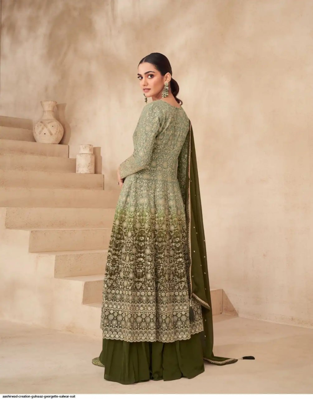 Georgette Zari & Thread Embroidery + Sequence Work Suit