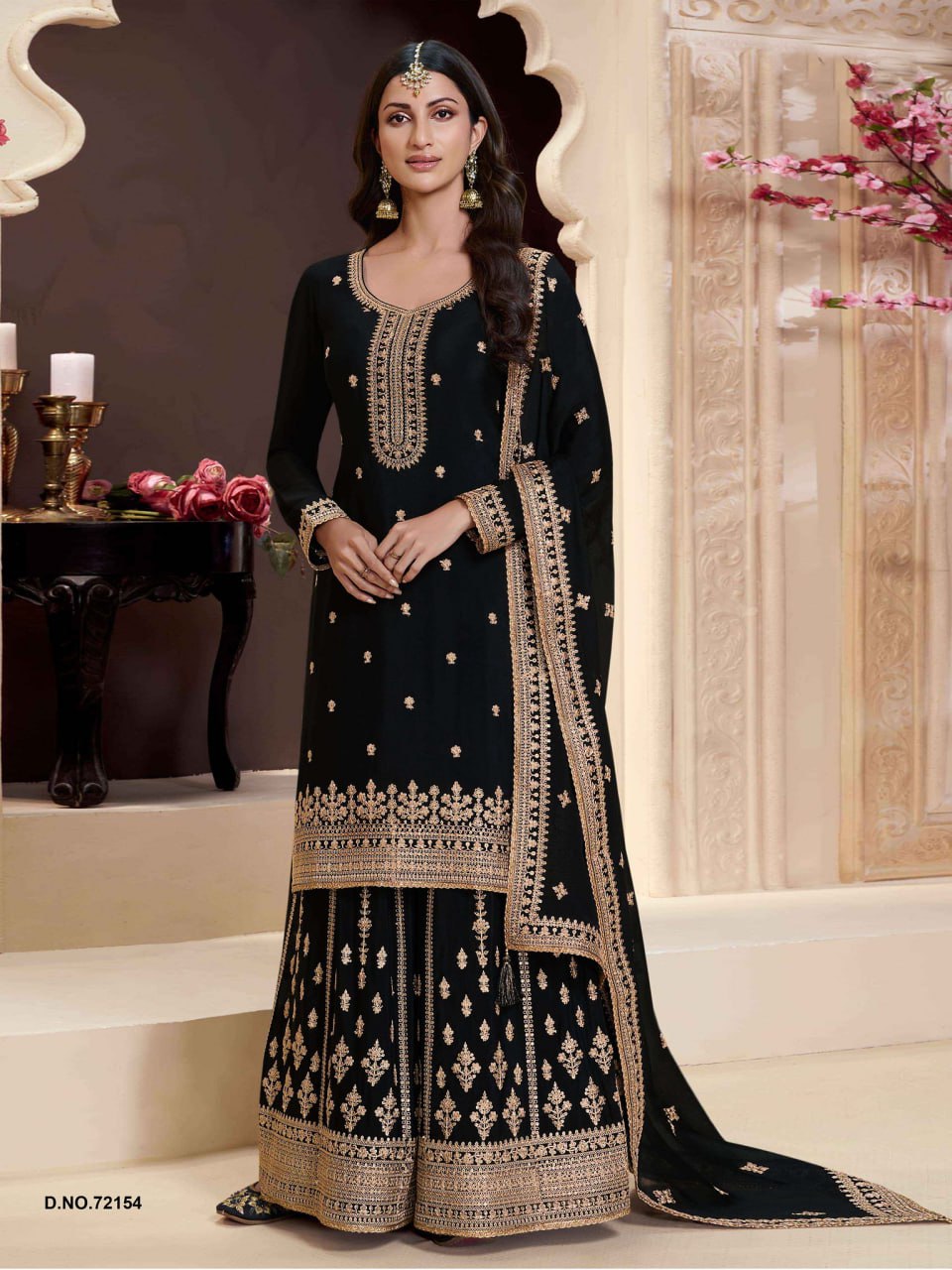 Multicolor Embroidery Work Suit With Plazo